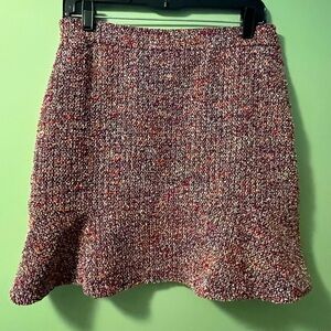 LOFT Multicolor A-Line Tweed Skirt